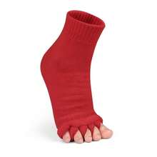 Women Toe Separator Socks Toeless Foot Alignment Socks For Yoga GYM Massage Pain Relief Improves Circulation Stretchy - Màu đỏ - Xem 6