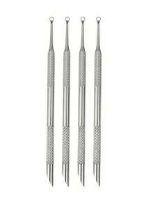 1-4件套美甲工具套装，双头指甲推和角质去除器，指甲抛光块，圆形和斜角角质推，美甲配件 - 銀色 - 查看 13