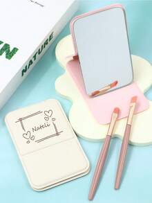 Customized Name Mirror, Personalized Folding Makeup Mirror, Portable Floral Beauty Accessory For Travel Handbag, Gift For Her - Multicolor - View 7