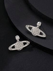 1 đôi/2 đôi bông tai đính đá hình đầu lâu và hành tinh thời trang, thanh lịch, thích hợp cho nữ giới đeo hàng ngày và làm quà tặng. - Nhiều màu - Xem 2