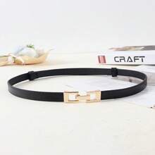 1pc Fashionable Minimalist Elastic Adjustable Buckle Belt - Black - View 6
