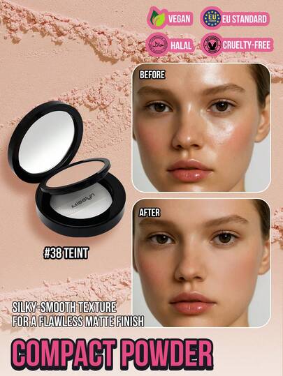  MISSLYN Lightweight Oil-Control Setting Powder, Matte Flawless Long-Lasting Powder, Skin-Focused High Coverage Foundation Powder, Oil-Control Flawless Full Coverage Lightweight Powder Compact, Soft Matte Finish, Creates A Smoother Makeup Look