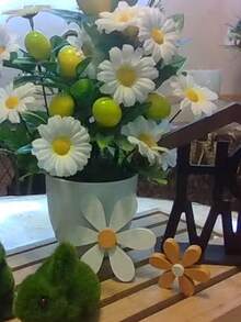 2pcs Wooden Daisy Desktop Decor Set, Pastoral Spring Style, Designed For Interior Decor, Suitable For Desk Or Coffee Table, Exquisite Floral Design Creates Fresh Seasonal Atmosphere - Two-piece Set - View 7