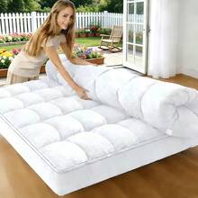 Extra Thick Mattress Pad Cover For Back Pain, Mattress Topper Cooling Mattress Protector With 8-21 Inch Deep Pocket, Overfilled Down Alternative Filling - 白色 - 查看 13