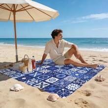 1 covoraș de plajă cu model Bohemia, extra-mare, ușor. Ideal pentru călătorii, camping și picnicuri. Dimensiune extra-mare pentru adulți. Foarte potrivit pentru plaje și aventuri în aer liber. - stilul 1 - Vizualizare 5