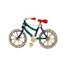 Elegant Alloy Bicycle Brooch, Inlaid With Shiny Rhinestones, Fashion Crystal Inlaid Bicycle Pin Jewelry, Unisex - Multicolor - View 3