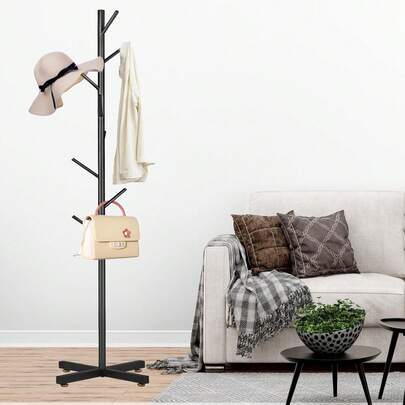 حامل معاطف قائم بذاته، حامل معاطف وحدوي بسيط مناسب لغرفة النوم، رف تخزين بشكل شجرة ثلاثي الأبعاد، رف مبتكر لتعليق المعاطف/الأوشحة/المناشف مناسب لغرفة المعيشة والمدخل وغرفة النوم والمكتب وخزانة الملابس