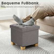 Sitzhocker mit Stauraum,Kleine Klappbare Sitzbank,38 x 38 cm Fußhocker für Sessel, Sitzhocker mit Stauraum, bis 150 kg Belastbar, Fusshocker für Wohnzimmer Schlafzimmer Schlafsaal - Dunkelgrau - Übersicht 2