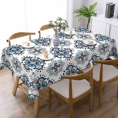 1 chiếc khăn trải bàn in họa tiết cổ điển - 100% polyester, hình chữ nhật, dệt, thích hợp cho nhà bếp, phòng ăn, tiệc tối, dã ngoại, hẹn hò, đám cưới, trang trí tiệc theo chủ đề, sử dụng trong nhà và ngoài trời.