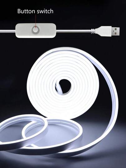 Dây đèn LED neon dẻo dài 1m/2m/3 mét/4m/5m, đèn trang trí, đèn điều chỉnh độ sáng bằng nút bấm, nguồn USB, dùng cho phòng ngủ, phòng khách, tủ trưng bày, đèn gương phòng tắm.