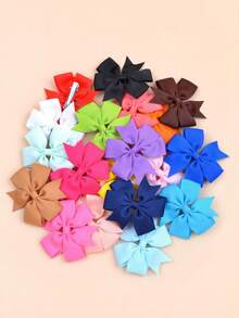 4/20/40/60pcs Random Color Textured Ribbon Twisted Bow Hair Clips Girls Teens Gift - Multicolor - View 3