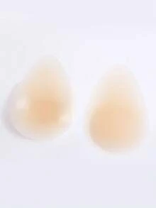 1 Pair Teardrop Silicone Nipple Covers - Reusable Transparent Adhesive Pasties, Suitable For Strapless & Backless Outfits - Apricot - View 4