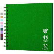 1 cuốn album ảnh tự làm kích thước 7x7 inch, 40 trang, bìa cứng, giấy Kraft, thích hợp cho đám cưới, tiệc sinh nhật, v.v., màu xanh lá cây, quà tặng sinh nhật cho bé trai và bé gái. - A - Xem 1