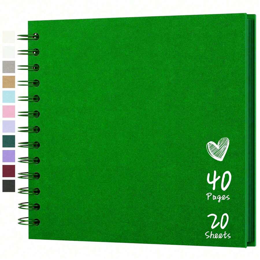 1 cuốn album ảnh tự làm kích thước 7x7 inch, 40 trang, bìa cứng, giấy Kraft, thích hợp cho đám cưới, tiệc sinh nhật, v.v., màu xanh lá cây, quà tặng sinh nhật cho bé trai và bé gái. - A - Xem 1
