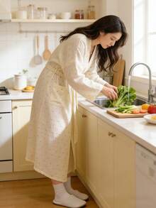 Women's Bathrobe,Women's Bathrobe - Simple European Style Long-Sleeved Bathrobe Loungewear,Kimono Robe,Minimalist European Style Long Sleeve Robe, Sweet & Cute, Colorful Speckled Decorations, Suitable For Spring And Autumn Back To School - Multicolor - View 8