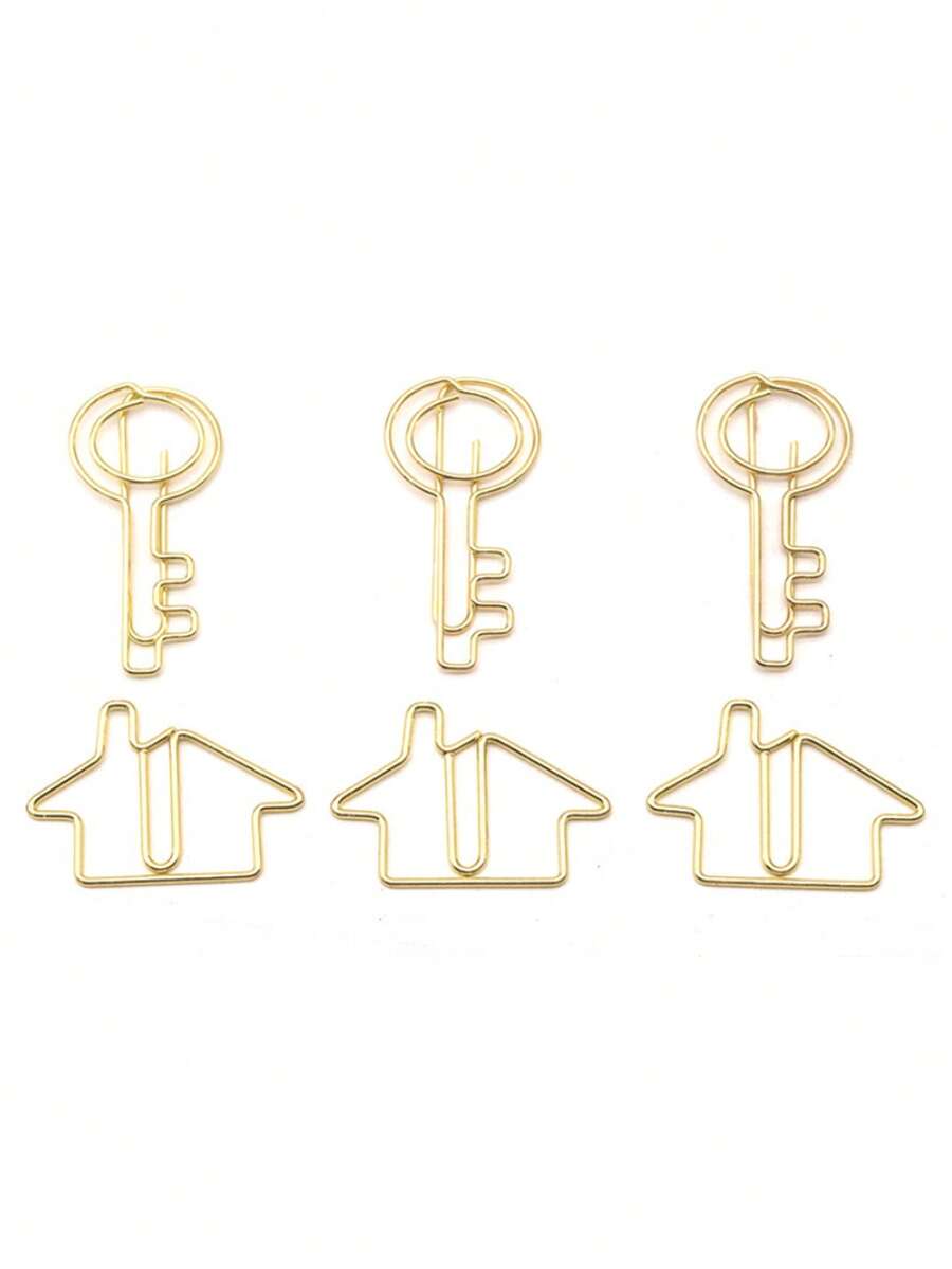 10 piezas de clips de papel metálicos creativos y aleatorios, diseño asimétrico de dibujos animados, adecuados para la organización de archivos y documentos - Múltiples diseños únicos - Ver 1