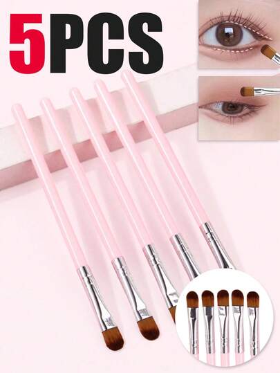 5pcs New Eye Makeup Brush Set, Suitable For Beginners, Portable Cosmetic Tools Include Eyebrow Brush, Eyeshadow Brush, Eyelash Brush, Comb Brush, Gift Included