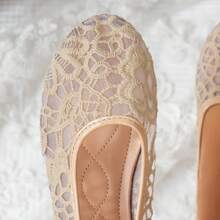 1 Pair Elegant Solid Color Comfortable Casual Flat Shoes, Suitable For Home, Commute, Party, Ballet, Holidays, Summer - Apricot - View 6