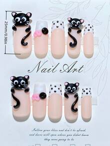 10片装手工美甲贴片。假指甲，可爱美甲，Y2K风格，方形美甲，夏季美甲，粉色美甲，巧克力淋面奶油花朵设计，宛如一只穿着美甲的草莓蛋糕甜点熊，巧克力奶油假指甲，可爱粉色蛋糕风格美甲贴纸，可拆卸可重复使用，高端品质，适合音乐节、街头风、日常佩戴，也是Y2K时尚爱好者的独特礼物。 - 粉色 - 查看 4