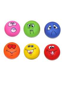 微笑吱吱叫狗狗玩具 - 柔软橡胶球，适合小型至中型幼犬，无需电池 - 彩色 - 查看 5