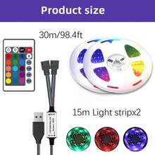 Dây đèn LED RGB, nguồn USB 5V, điều khiển từ xa 24 phím - Đèn đổi màu tạo không khí, thích hợp cho phòng ngủ, đèn nền TV, phòng chơi game, trang trí Halloween/Giáng sinh. - Nhiều màu - Xem 16