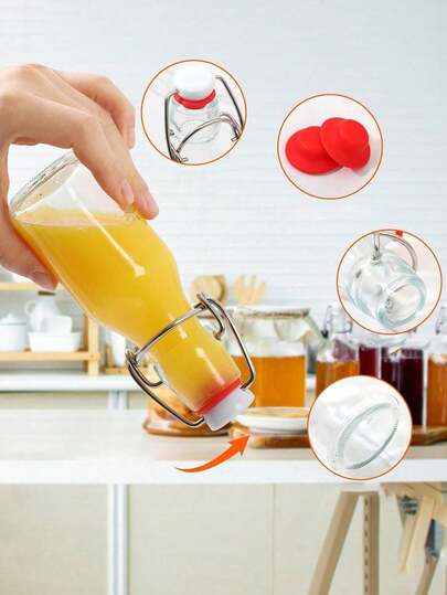 Bộ 5 chai thủy tinh đựng nước ép 2oz - Chai thủy tinh mini có nắp lắc, thích hợp cho đồ uống tự làm, chiết xuất, kẹo, đồ thủ công và trang trí tiệc, có thể tái sử dụng, phụ kiện du lịch.