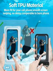 1 pieza Funda impermeable para teléfono - Bolsa seca impermeable IPX8, compatible con iPhone 17/16/15/14 Pro Max y teléfonos Android, compatible con pantalla táctil, se adapta a teléfonos de hasta 8.9 pulgadas, sello de doble bloqueo, bolsa de viaje ligera, adecuada para playa, piscina, crucero, natación, buceo, vacaciones de verano, etc. Bolsa impermeable, funda impermeable universal para teléfono, funda impermeable con cojín de aire - Multicolor - Ver 3