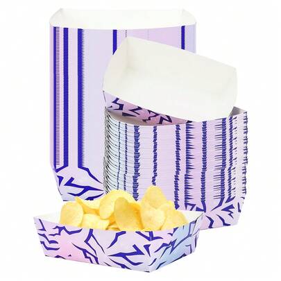 12pcs For Kpop Paper Snack Trays | Purple Pink And Blue K-Pop Paper Boats Serving Trays Plates For Birthday, General Party, Shower, Party Decorations