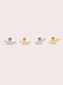 1pc Fashionable Minimalist Leaf & Water Drop Rhinestone Earrings, Suitable For Women's Daily Wear - Leaf - View 4
