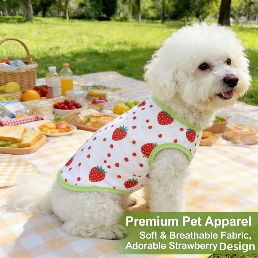 1pc Pet Clothes, Fashionable New Strawberry Pattern Sweatshirt, Warm And Cute Cartoon Design, Suitable For Dogs And Cats, All Seasons - Hot Pink - View 1