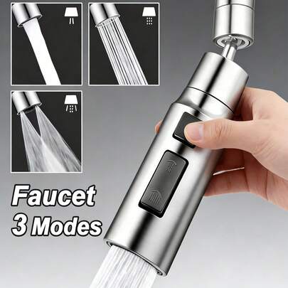 360° Swivel Kitchen Faucet Extender, High Pressure Splash-Proof Design With 3 Water Flow Modes, Adjustable Delay And Rotatable Spout, Suitable For Modern And Traditional Sinks, Dishwashing, Vegetable/Fruit Cleaning, Ideal For Home Improvement And Holiday Gifts