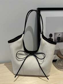 Túi xách tay màu be nâu thắt nơ, phụ kiện không thể thiếu cho người đi làm và đi chơi, túi đeo vai bằng vải canvas dung tích lớn, túi cầm tay đa năng, thiết kế độc đáo cho những chuyến đi chơi hàng ngày. - Nhiều màu - Xem 9