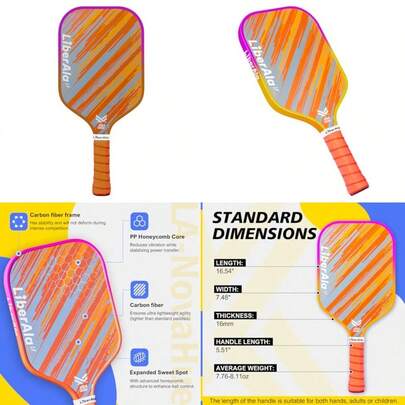 Pickleball Paddles Set Of 2 USAPA Approved Carbon Fiber Pickle Ball Paddle PP Honeycomb Core Lightweight Comfort Grip For Beginners Pros Men Women Adults