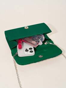 Noctella Minimalist And Sleek Dark Green Clutch With Fan-Shaped Pleated Accents, Featuring Clean Lines, A Refined Fan Pleated Texture And Timeless Envelope Silhouette. It Is The Best Gift For Women - Dark Green - View 6