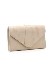 Apricot Envelope Design Party/Wedding Clutch Bag, Women's Chain Shoulder Handbag, Velvet Fashion Wallet - Apricot - View 3