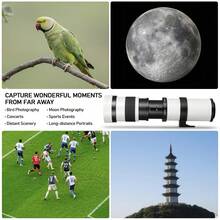 420-800mm F8.3 远摄变焦镜头（手动对焦）兼容 EOS Rebel T8I/T7I/T7/T6I/T5/T3I/T2I/Xsi/SL3/SL2/T100/90D/80D/70D/50D/5D Mark IV/6D II/7D II/1D X III II 数码单反相机 - 手动对焦 - 查看 7