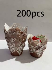 50 cái/100 cái/150 cái/200 cái giấy lót bánh cupcake hình hoa tulip ren, cốc nướng chống dính, thích hợp cho tiệc cưới, sinh nhật. - Xem 12