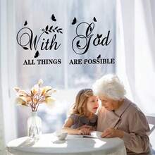 With God, All Things Are Possible' Inspirational Wall Decal, Motivational Lettering Wall Art Sticker For Office, Bedroom, School Decor - A - View 3