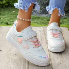 1 Pair Elegant, Cute, Preppy Style PU Leather Heart Sneakers, Suitable For All Seasons - Pink - View 2
