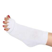 Women Toe Separator Socks Toeless Foot Alignment Socks For Yoga GYM Massage Pain Relief Improves Circulation Stretchy - White - View 5