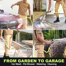 LOVFEN 25/50/75/100/150ft Garden Hose Kit, 10-Function Nozzle Sprayer, No-Kink & Leak-Proof Rubber Hose, Drinking Water Compatible, Multi-Purpose For Watering, Car Washing & Pet Bathing, Essential Gardening Tool - Upgraded Version - View 7