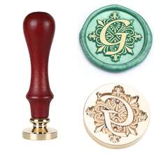 1 con dấu sáp Iris Series, có các chữ cái từ A đến Z, con dấu đơn kèm cán gỗ hồng mộc, kiểu dáng cổ điển, dùng cho quà tặng thủ công, niêm phong phong bì, thiệp chúc mừng ngày lễ, thiệp mời đính hôn/cưới, gói quà, không bao gồm sáp. - Bộ thư Iris - Xem 12