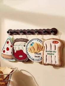 1条/4条装珊瑚绒柔软吸水不掉毛挂式手巾，可爱卡通甜甜圈图案，多用途吸水速干毛巾，适用于浴室和厨房 - 彩色 - 查看 1