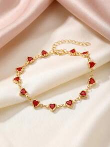 1 chiếc vòng chân hình trái tim nhiều màu sắc, số lượng trái tim ngẫu nhiên. - Đỏ - Xem 2
