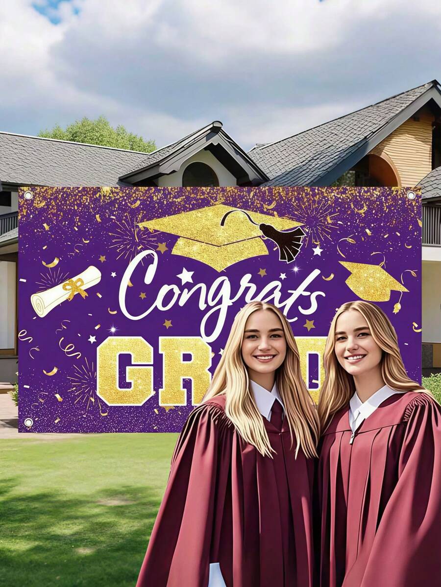 2026 Graduation Decorations - Purple Graduation Parade Backdrop, 2026 ...