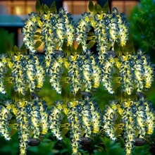 10Pcs Solar Wisteria Flower LED Light, Outdoor Garden Patio Decorative Lamp, 52pcs Beads, Dual Mode (Normal & Blinking), Plastic Material, Light Sensor Control, Removable Photovoltaic, Solar Charging Nickel Battery, Outdoor Illumination|Vibrant Garden Decor|Realistic Flower Shape, Solar Garden Lights(Pink, Blue, Yellow, Purple) - 紫藤花 - 查看 16