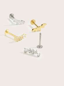 1pc Fashionable Minimalist Leaf & Water Drop Rhinestone Earrings, Suitable For Women's Daily Wear - Leaf - View 3