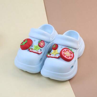 Women's Tomato Decor Hollow Slip-On Slippers, Thick Sole Non-Slip Slides For Nurse, Beach, Casual Wear