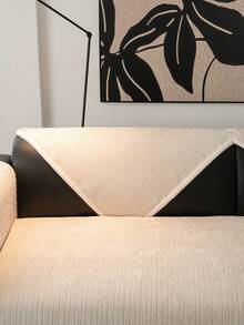 1 Stück einfarbiger Chenille Sofabezug Sofakissen, hochdichte, dicke Stil für alle Jahreszeiten, Sofaschoner rutschfest und kratzfest für Wohnzimmer, Schlafzimmer, Arbeitszimmer, passend für 1/2/3/4-Sitzer Sofa mit Armlehne & Rückenlehne - Beige - Übersicht 8