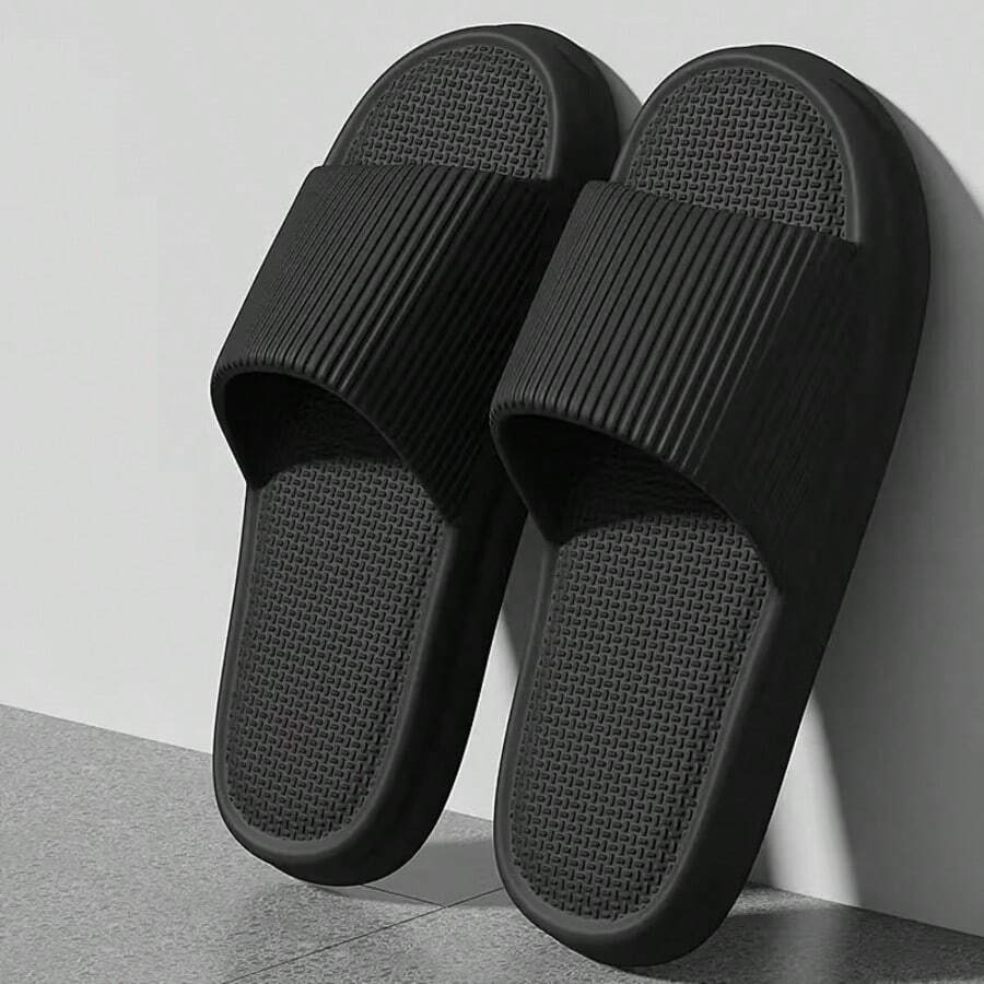 Men's Minimalist Comfortable Textured Solid Color Fashion Sandals, Outdoor & Indoor Sports Stylish Flat Non-Slip EVA Slippers, Casual Sports Style, Slip-On, Lightweight EVA Cushioned Sole, Non-Slip Beach Flip Flops, Washable, Suitable For Outdoor Sports Wear, Round Toe Design, Men's Slippers, Women's Sandals, Grip & Breathable Design, Suitable For Home & Leisure, Foot Companion, Lightweight Soft Bottom Indoor Slippers, Holiday Gift